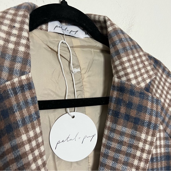 NWT Petal & Pup Plaid Long Midlength Coat Brown & Blue - Picture 7 of 11